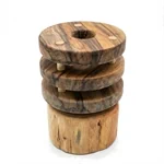 מנורת לילה מיוחדת ומעוצבת הצורה עגולה משני עצים טבעיים