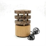 מנורת לילה מיוחדת ומעוצבת הצורה עגולה משני עצים טבעיים 2