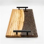 מגש הגשה יוקרתי משולב עץ זית ופולי קפה