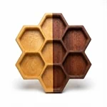 כוורת פיצוחים מעץ טבעי, מגש הגשה בעיצוב גאומטרי. 4