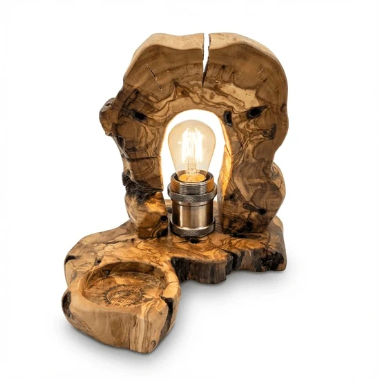 מנורת לילה עשויה עץ זית מיוחדת וייחודית